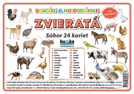 Súbor 24 kariet - Zvieratá (domáce a hospodárske)-