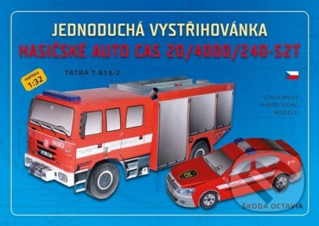 Jednoduchá vystřihovánka hasičské auto-